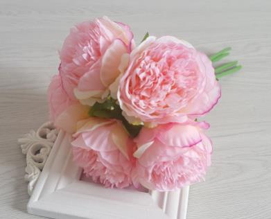 Five-headed royal peony hand tied peony flower European wedding hand tied flower home: Pink