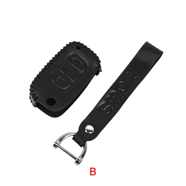 Funda de cuero para llave de coche, carcasa para llave remota para Mercedes Smart Fortwo Forfour 453, accesorios de decoración de estilo: 453 black-B