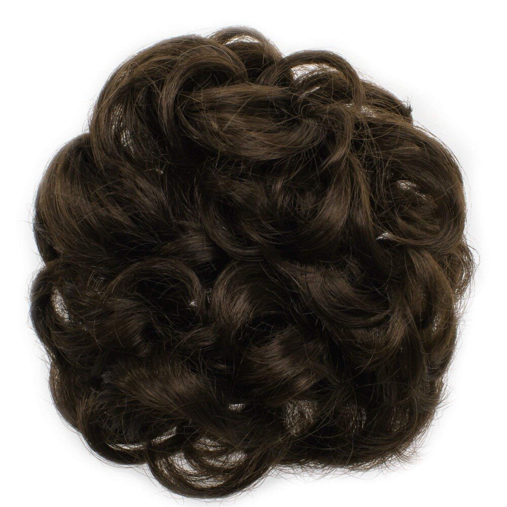 BESTUNG-moño de pelo rizado con banda de goma para mujer, pelo sintético ondulado, peluquín con forma de dona