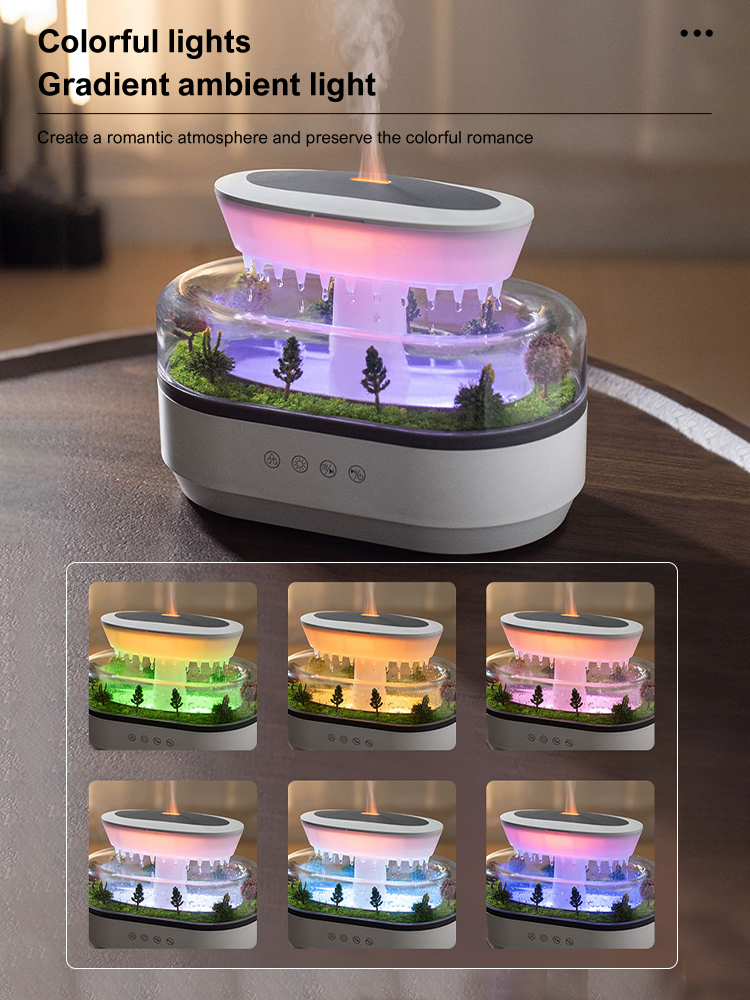 Rain Cloud Humidifier and Oil Diffuser Water Drip Micro Landscape Aroma Diffuser 7 Night Light Aromatherapy Diffuser for Bedroom: Red