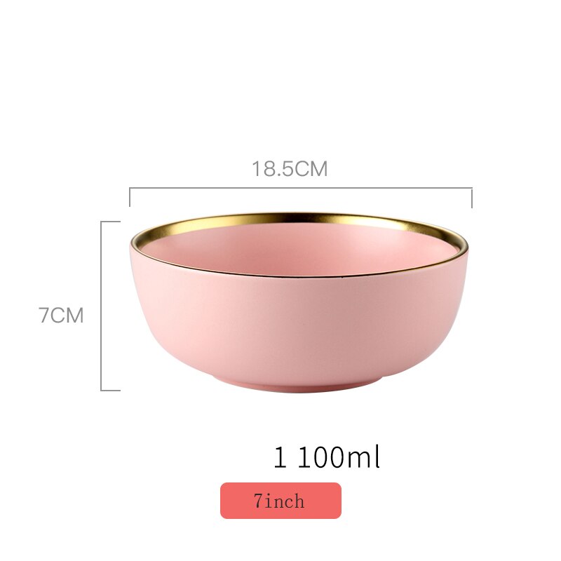 Pink keramisk porcelæn indlæg nordisk boligindretning porcelæn aftensmad tallerken suppeskål kop køkkenrestaurant redskaber guld: Guld