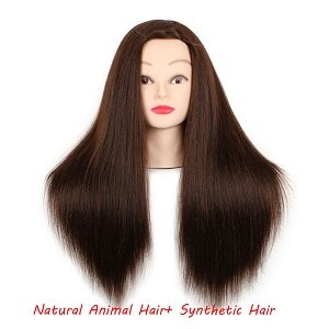 Mannequin Head - 22 Inch Training Head with Holder - Synthetic Fiber Hair for Styling Practice: makeup 4 color