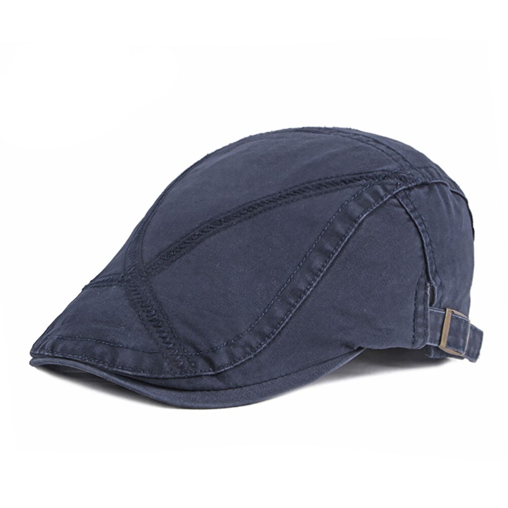 Gorro informal a rayas para hombre, boina de algodón, primavera, verano y otoño: Blue