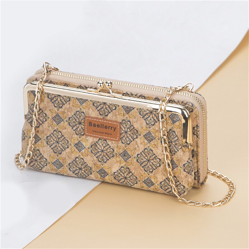 Ladies Crossbody Bag Vintage Wood Grain Handbag Multifunctional Shoulder Bag Women Mini Printed Zipper Wallet