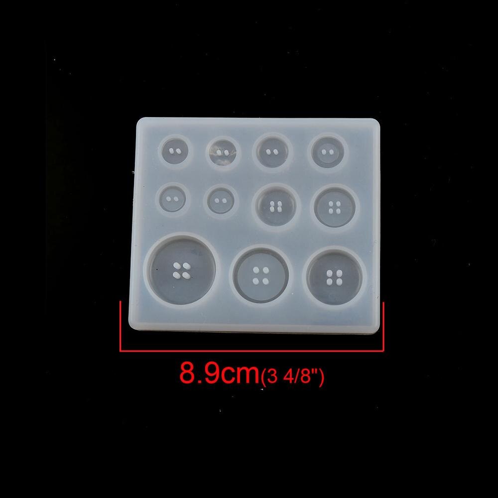 Doreen Box Silicone Resin Mold For Jewelry Making Rectangle White Button Handmade Women DIY Jewelry Tools 89mm x 79mm, 1Piece