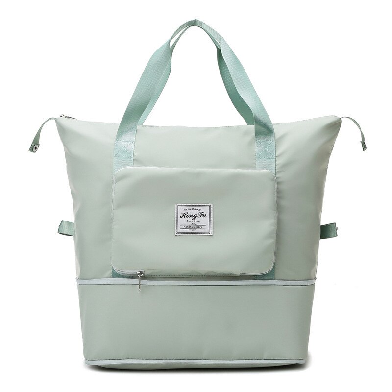 Large Capacity Folding Travel Bags Waterproof Tote Handbag Travel Duffle Bags Multifunctional Women Travel Bags: Light Green