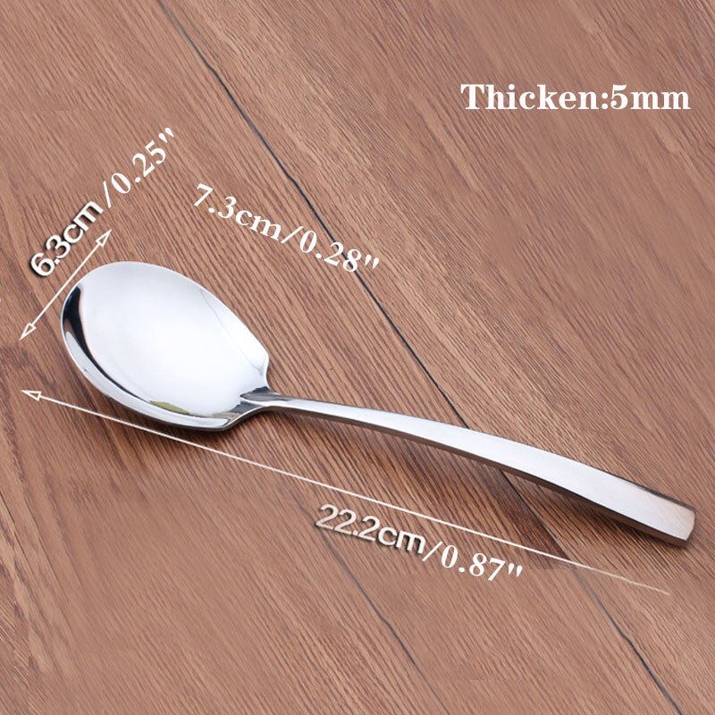 8.7" Large Stainless Steel Buffet Serving Spoon Soup Public Spoon Thickened Stirring Tablespoon Western Restaurant Round Spoons