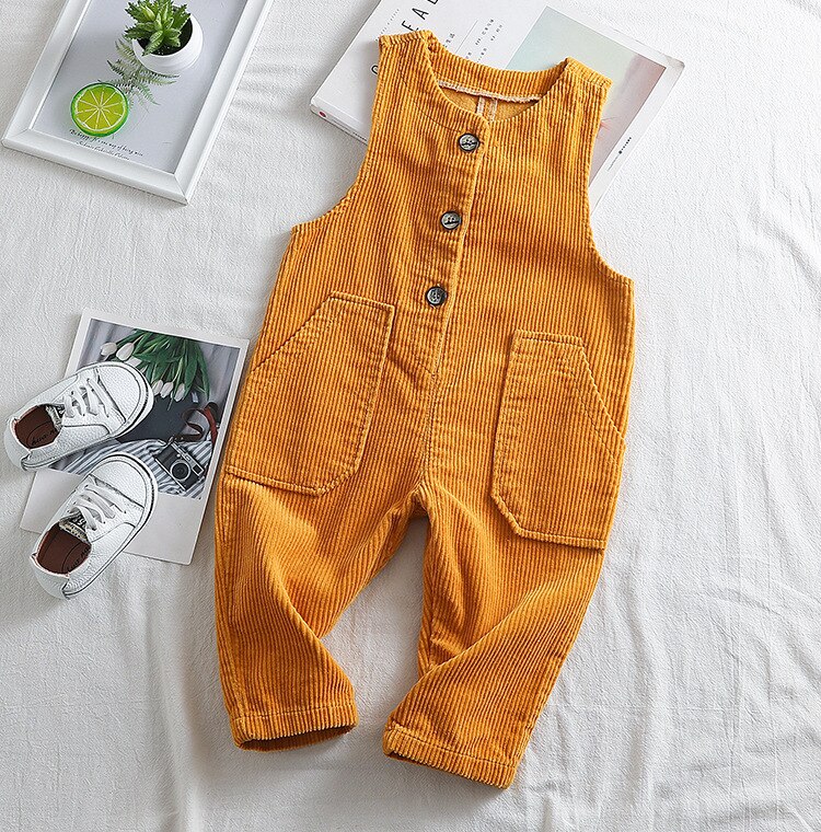 Barnoverall höst barnkläder baby manchester overall koreansk stil flickoverall jumpsuit byxor 2-6y: Orange / 3t