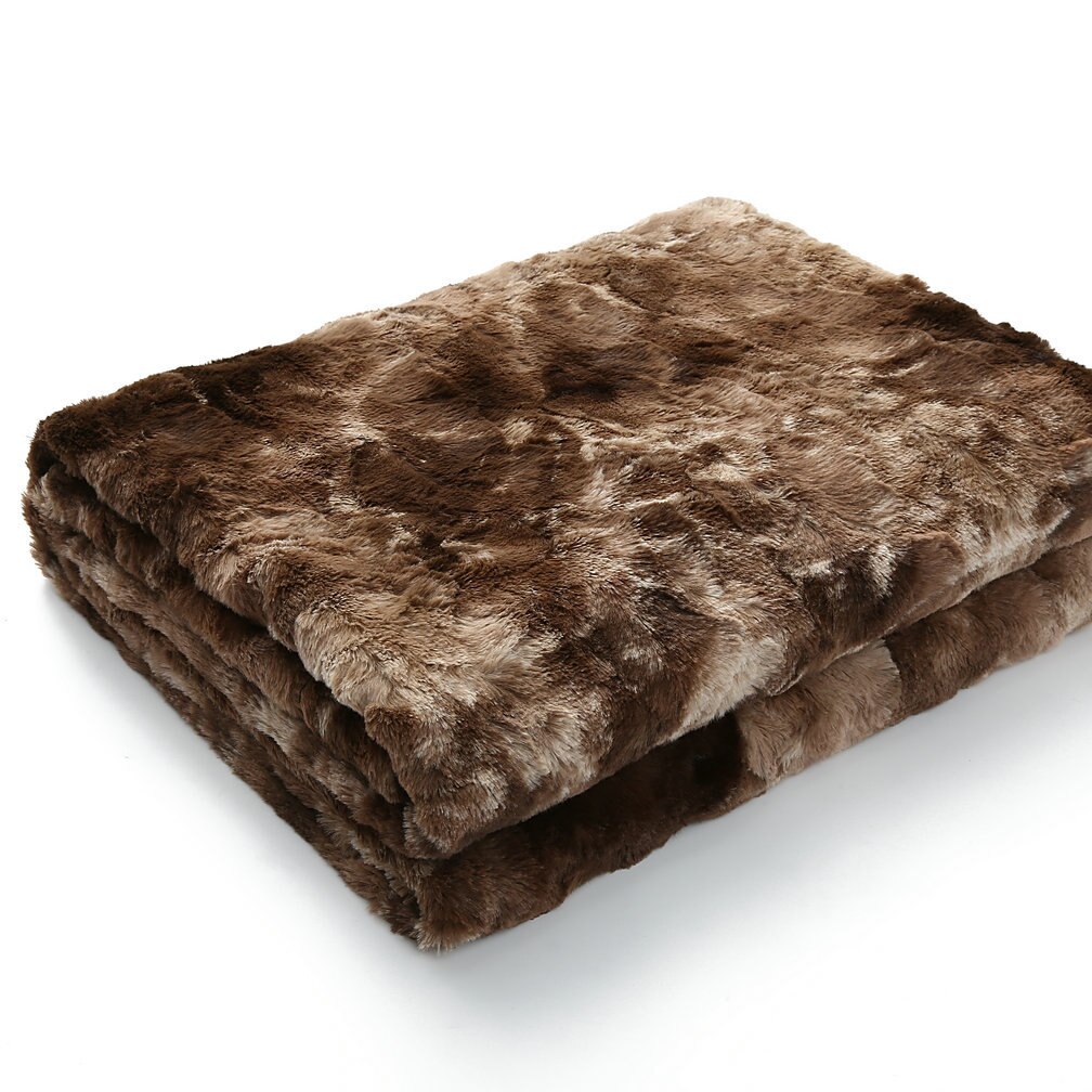 Universal lammet fløjletæppe luksus varmt fluffy plys tæppe tie-dye faux fur super blødt tæppe vinter varmt sheetsla 465: Brun