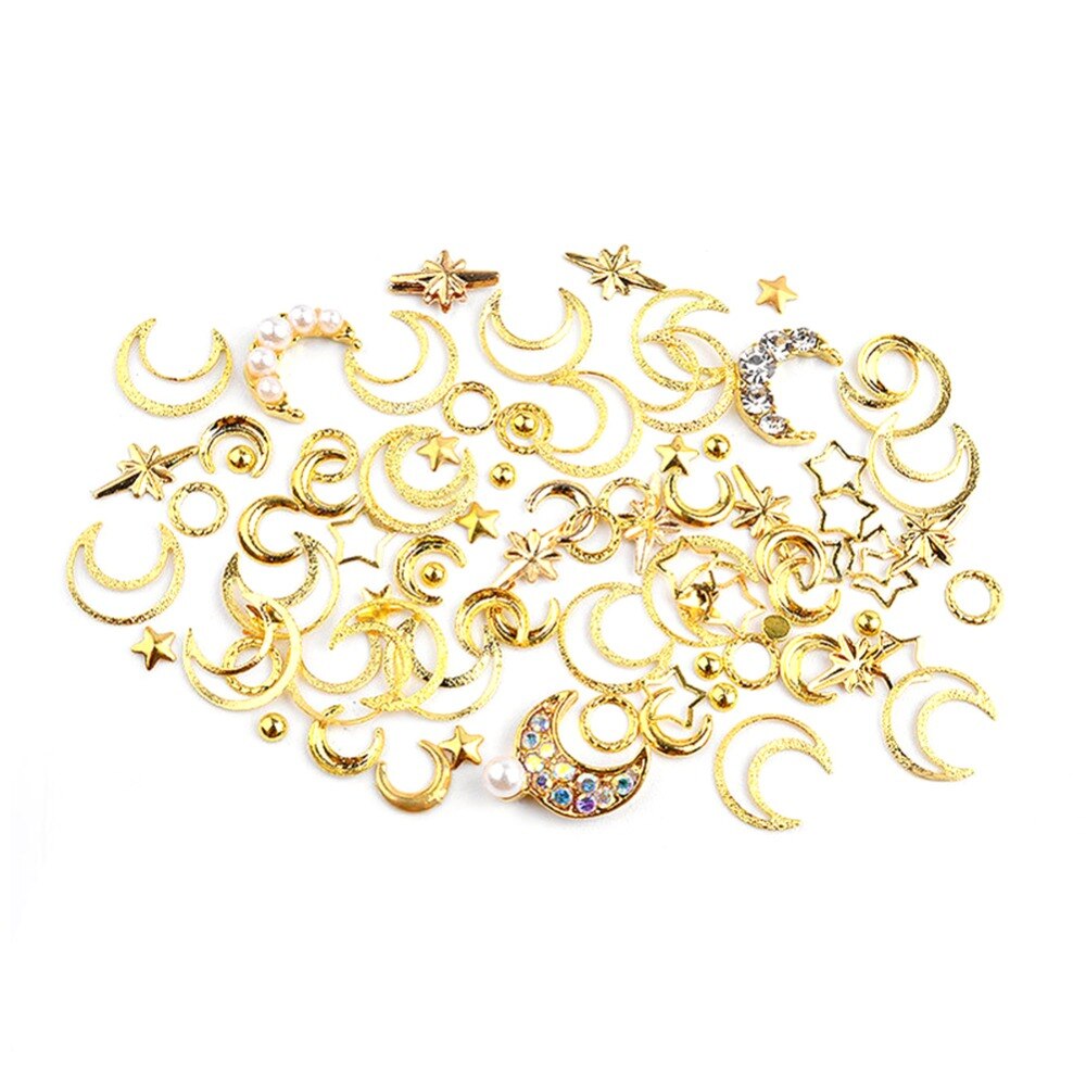 ELECOOL-remache de oro variado con clavos de cobre, de Luna, joyería para uñas, hilo de plata dorado 3D, decoración artística de uñas, manicura, 1 ud.