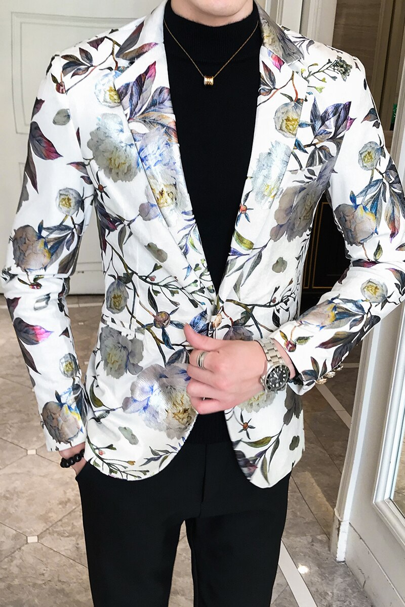 Veste de pour hommes, manteau, vêtements de printemps, costume d'affaires imprimé, tenue de marié, loisirs, , M-3XL