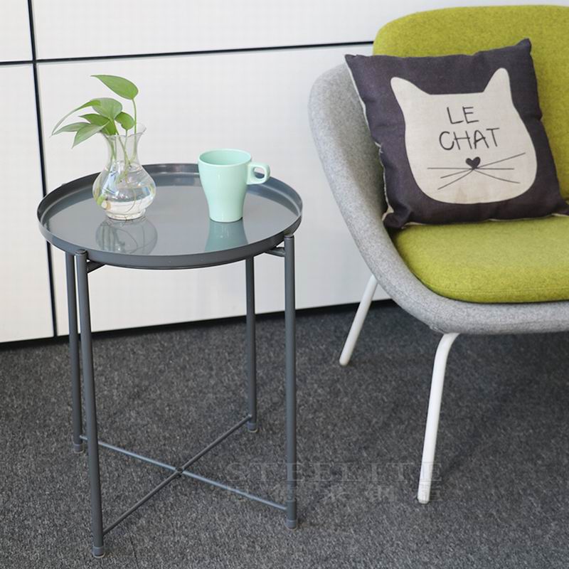 Steel Circular Table Coffee Side Table Desk white