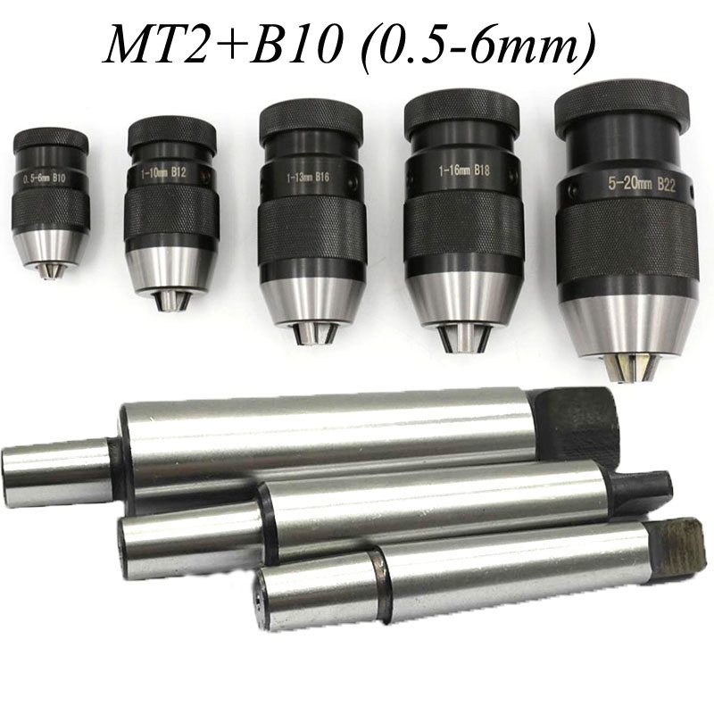 B18 1-16mm selvspændende nøglefri borepatron &  mt2-b16 dorn til drejebænk  mk2 passer til næsten alle boringer og drejebænke: Mt2-b10 (0.5-6mm)
