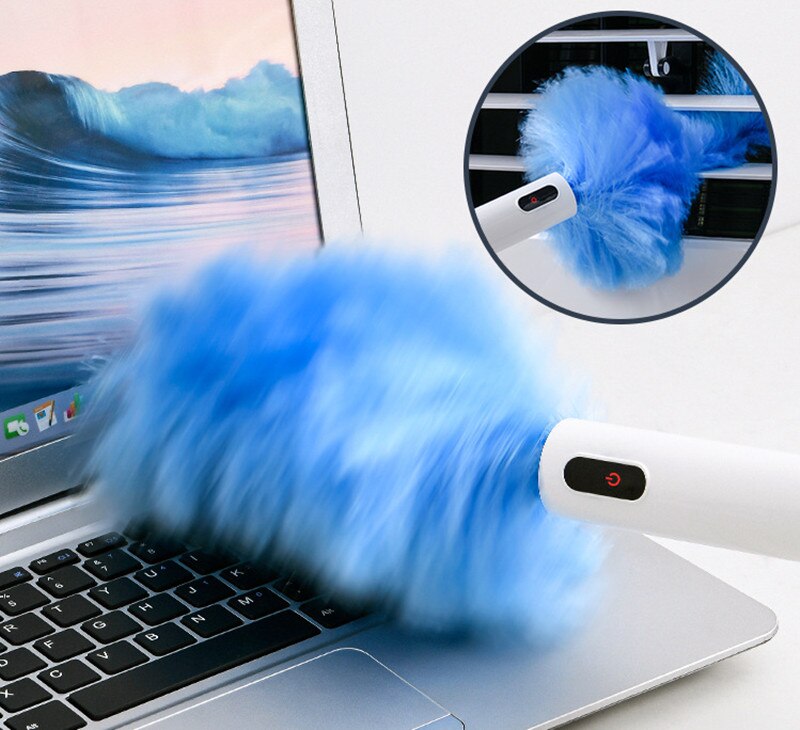 Plumeau électrique Portable, rechargeable, réglable, aspirateur domestique à 360 °, brosse instantanée en microfibre avec plumes, outil d&#39;élimination de la poussière
