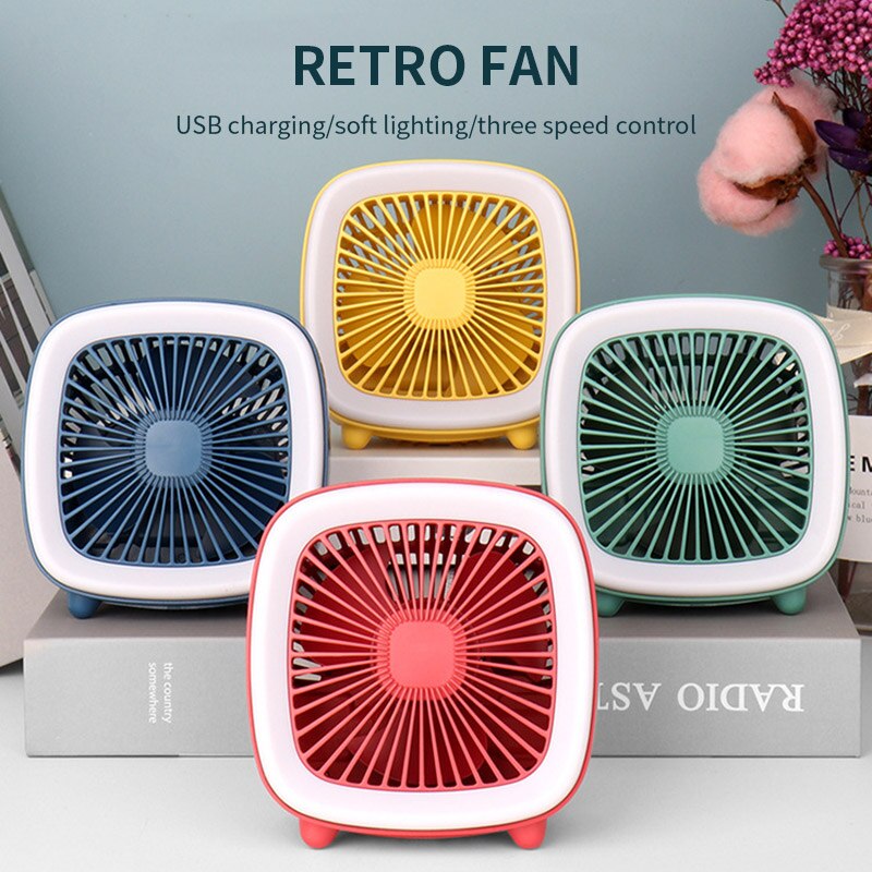 Mini ladattava led pöytäkone pöytätuuletin yövalo usb säädettävä nopeus pieni tuuletin 360 ° kannettava ilmajäähdytystuuletin jäähdytin