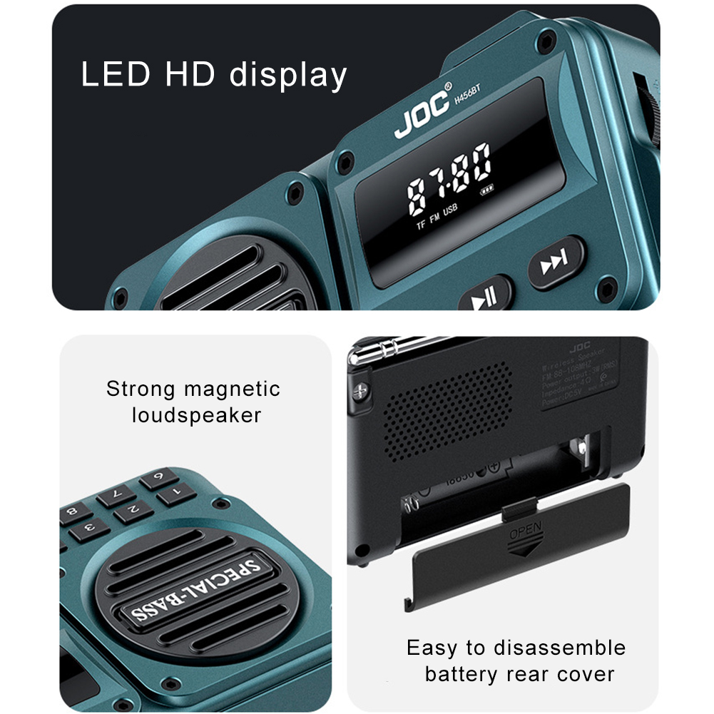 Radio Digital portátil compatible con Bluetooth 5,0, receptor de Radio FM con pantalla LED, disco U, tarjeta TF, altavoz de reproducción de MP3 para el hogar