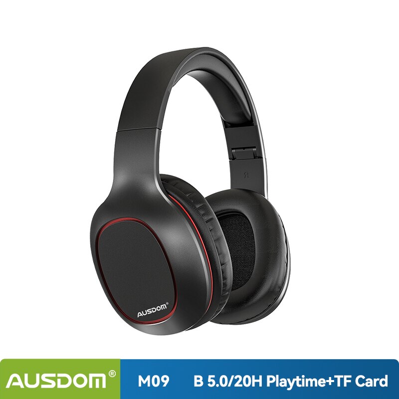 AUSDOM M09 Upgraded Wireless Headphones Bluetooth-compatible 5.0 Headset with TF Card for Music Phone Over-Ear Stereo Headset