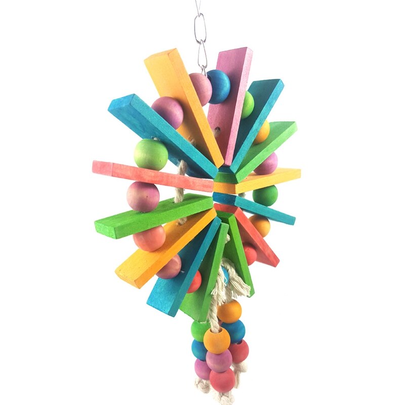 Pet Parrot Toys Wooden Hanging Cage Toys for Parrots Bird Funny Hanging Standing Toy Pet Bird Training Supplies