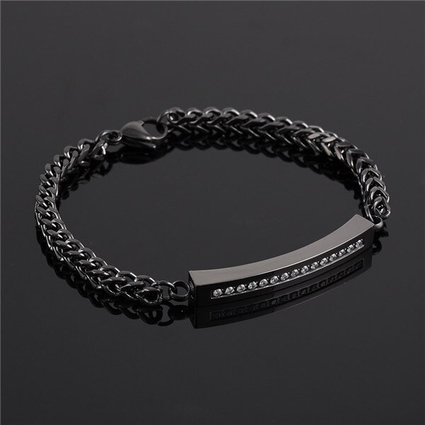 Cz pedra cristal memorial cinzas urna pulseira lembrança cremação bangle masculino feminino jóias cremain titular medalhão unissex: Black / 3Pcs Bracelet only