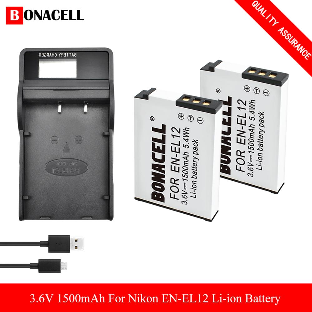 EN-EL12 Battery&Charger For Nikon Coolpix A1000, B600 Coolpix AW130 A900 W300 S1200pj S9900 S9500 S9300 S9200 S8200 S6300 S6200