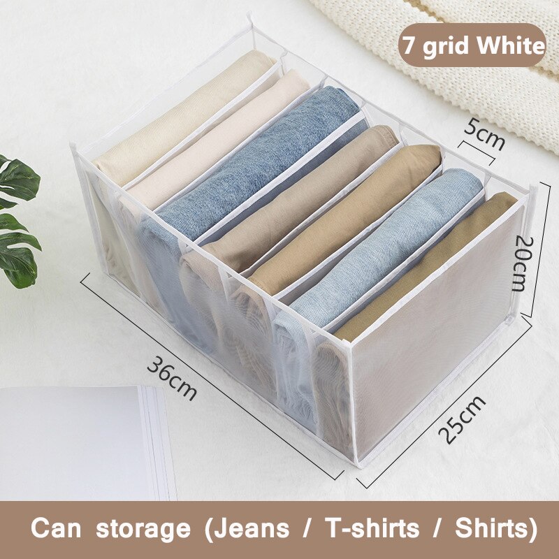 Clothes Organizer Wardrobe Clothes Storage Box Organizer Box Socks Underwears Bras Storage Compartments Jeans Storage Box: 7 Grid36x25x20White