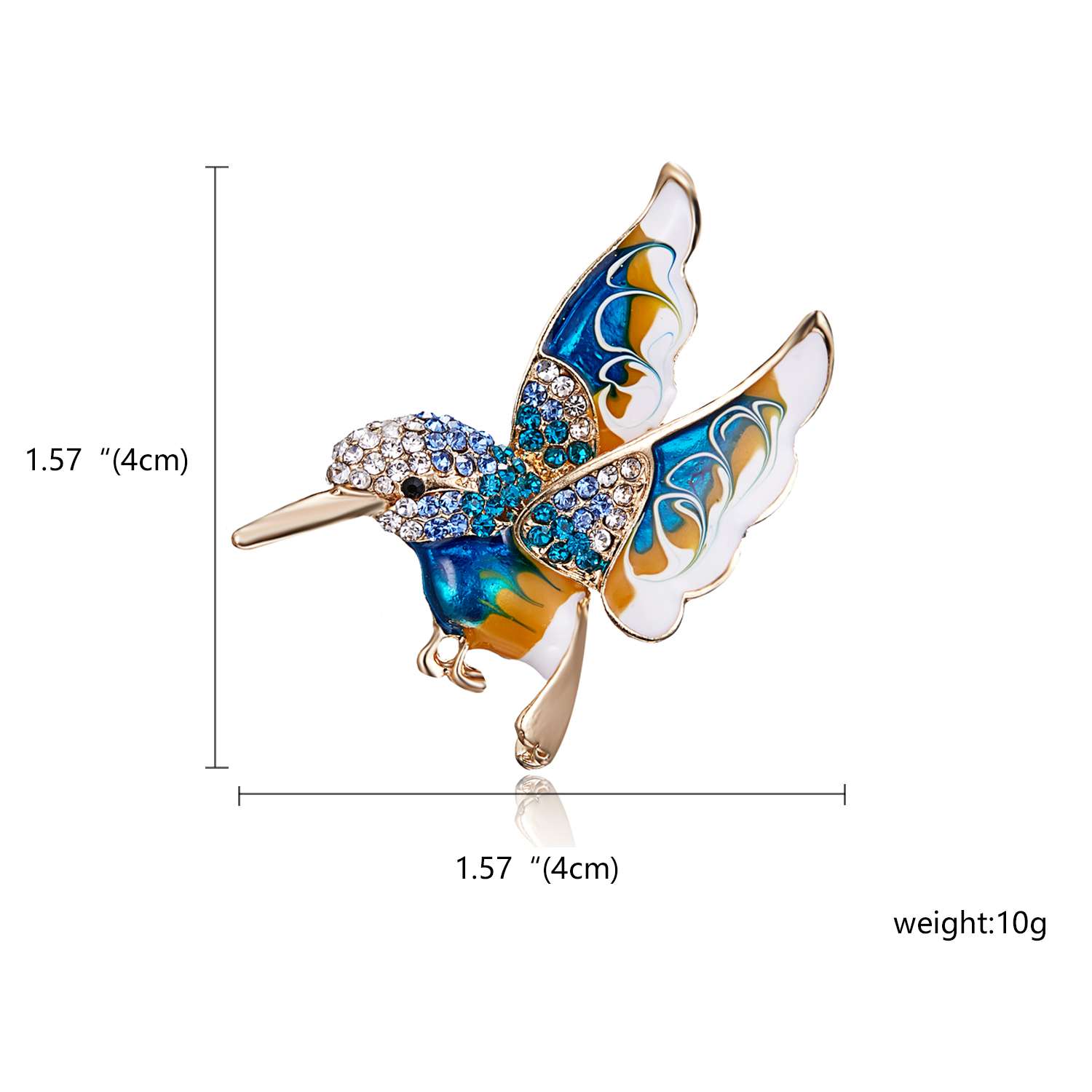 Rinhoo – broche d'oiseau volant en strass pour femmes, perles rondes, Animal, colibri, Badge Corsage: PLAQUÉ ARGENT