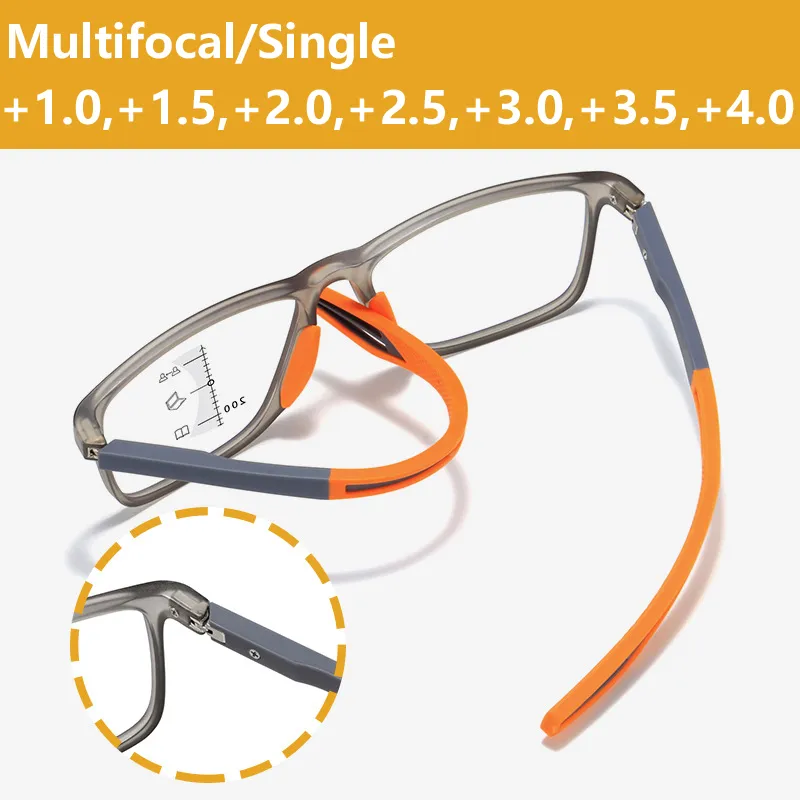 Lunettes de lecture multifocales progressives pour femmes et hommes, monture TR90, Anti-lumière bleue, sport, bifocales, presbytie, avec dioptrie