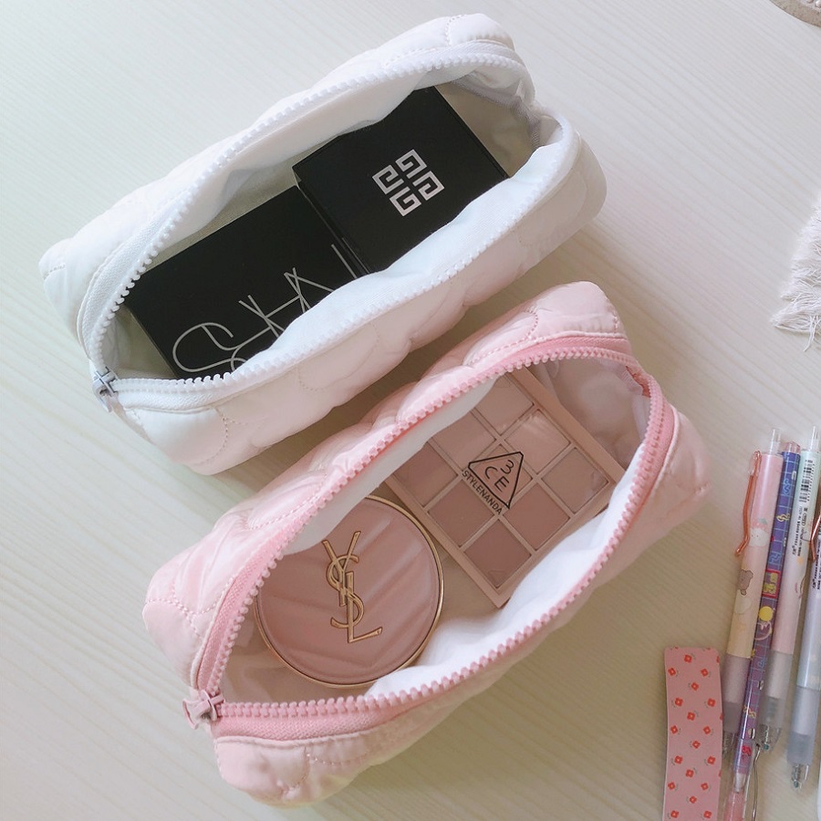 Ins Mini Leuke Make-Tassen Gewatteerde Potlood Pen Gevallen Voor Kantoor Meisjes Kleine Cosmetische Pouch Voor Vrouwen Organizer Voor borstels