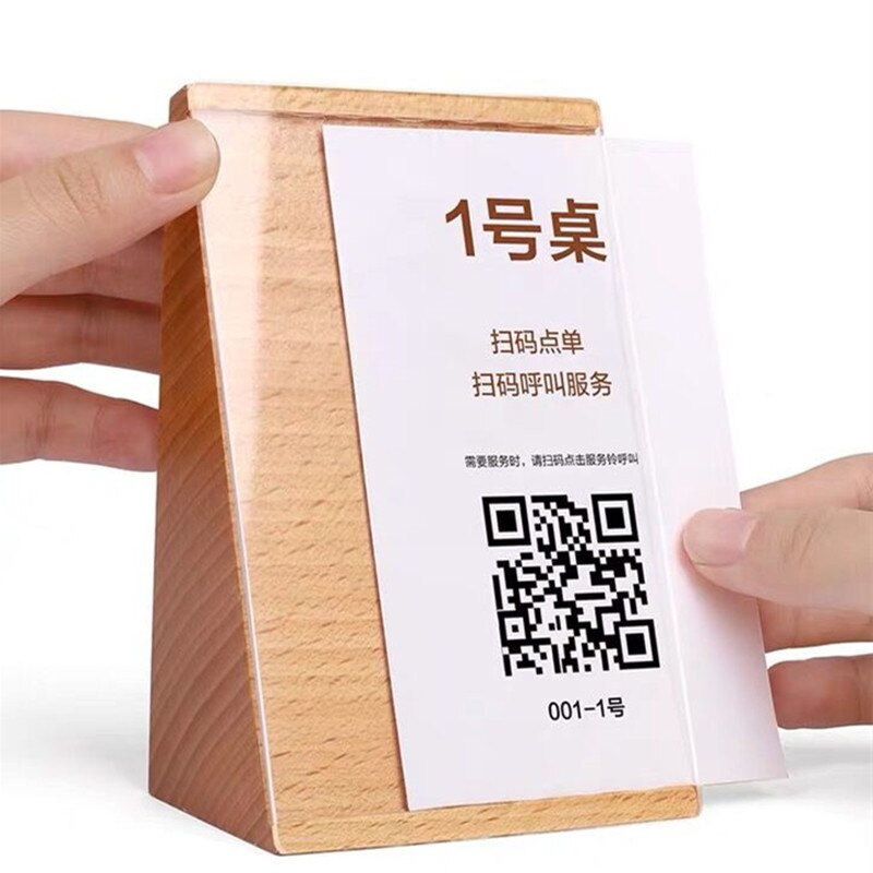 80*120mm Front Desk QR Code Sign Display Stand Acrylic Receipt Code Display Table Card Number Sign Holder Stand