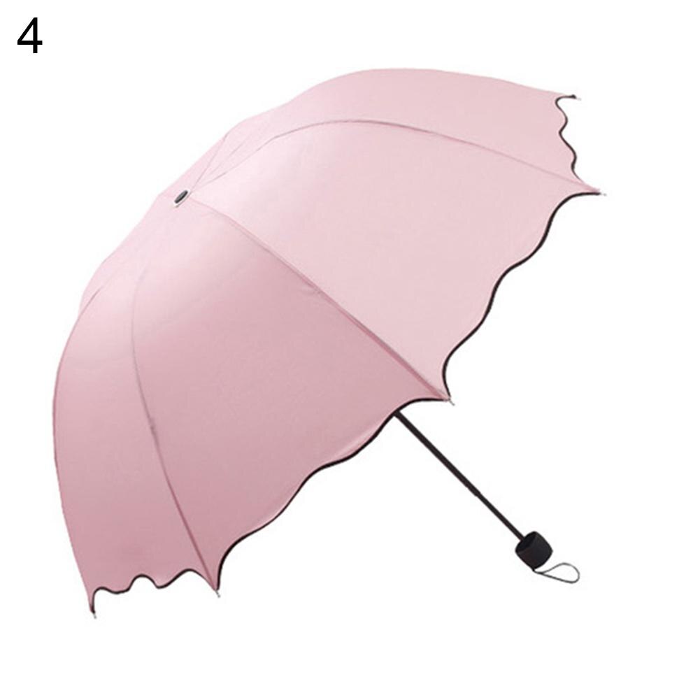 Lovely Foldable Women's Umbrella Lotus Leaves Anti UV Dome Parasol Outdoor Sun/Rain Folding Women's Sun Umbrella: Pink