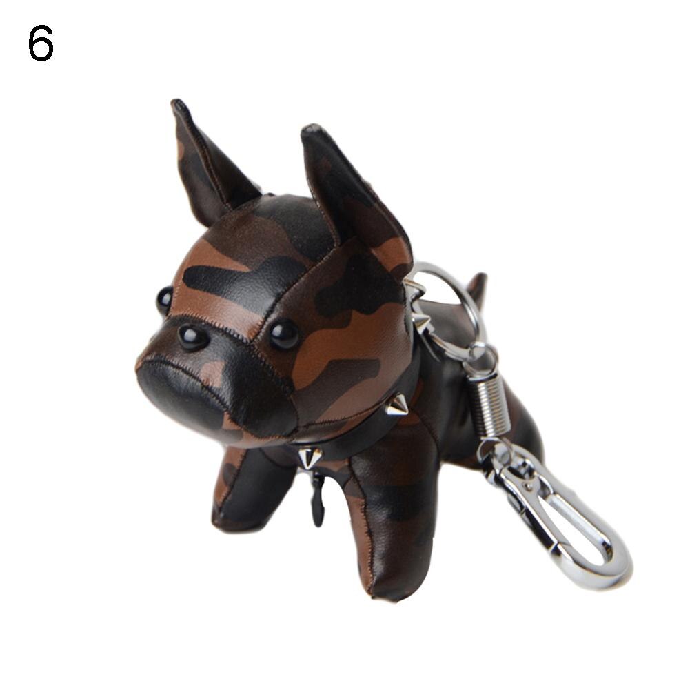 Mini Bulldog Puppy Keychains Faux Leather Doll Key Rings Hanging Pendant Key Holder Charm Bags Decor Car Trinket Punk Chaveiros: 6
