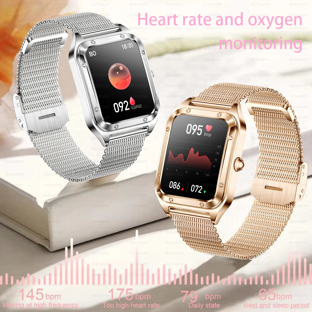 Reloj inteligente ultrafino de lujo para mujer, pantalla completamente táctil, frecuencia cardíaca, resistente al agua, rastreador de actividad/deporte, 2024
