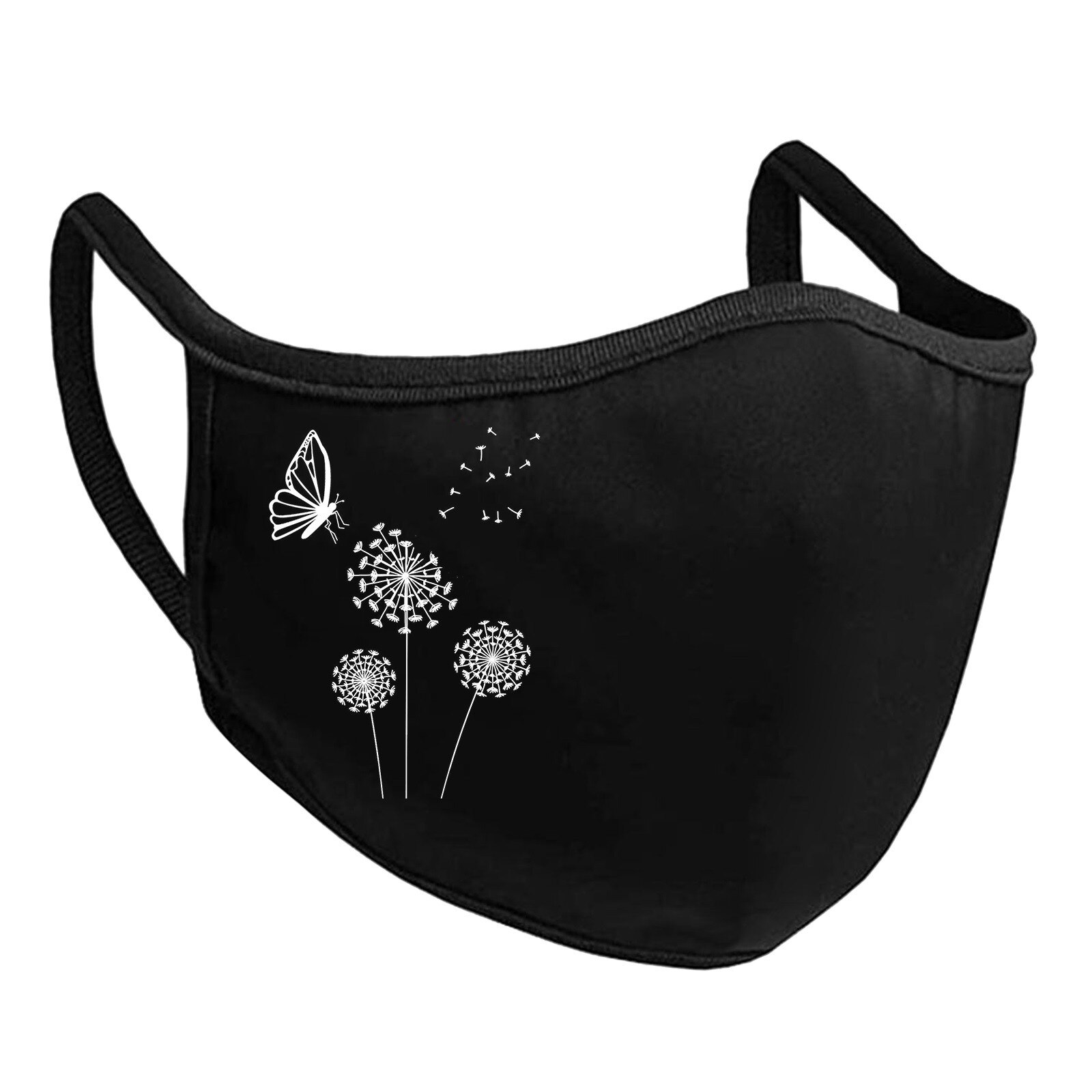 Plus Size Adult Black Ski Fasemask Flower Printed Fabric Reusable Breathable Cotton Mascarillas Bandana: Q