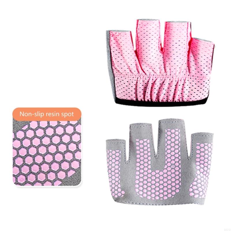 R6FE vier Finger Frauen Yoga Handschuhe Halffinger -Ausbildung Griff Handschuhe für Fitnesstraining
