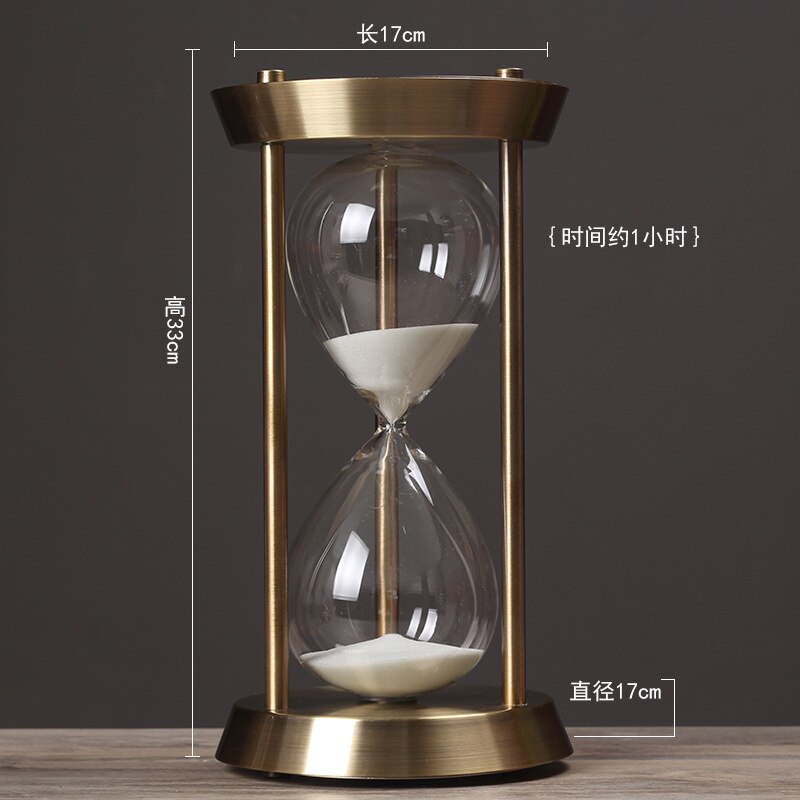 Retro metal timer sand ur desktop håndværk glas timeglas 15/30/60 minutter runde timing hjemmeindretning: 60 minutter