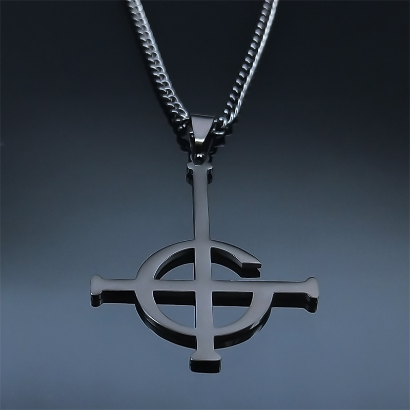 Collar con colgante sin nombre Ghost BC para mujeres y hombres, banda de Ghoul negra de acero inoxidable, cadena con símbolo de Papa Emeritus, joyería N643S06