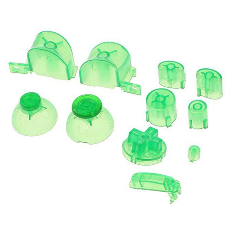 Juego completo de botones para Nintendo Gamecube, teclas coloridas L R ABXY Z con tapas de Thumbsticks para mando llamativo Y X A B para N GC: Transparent Green