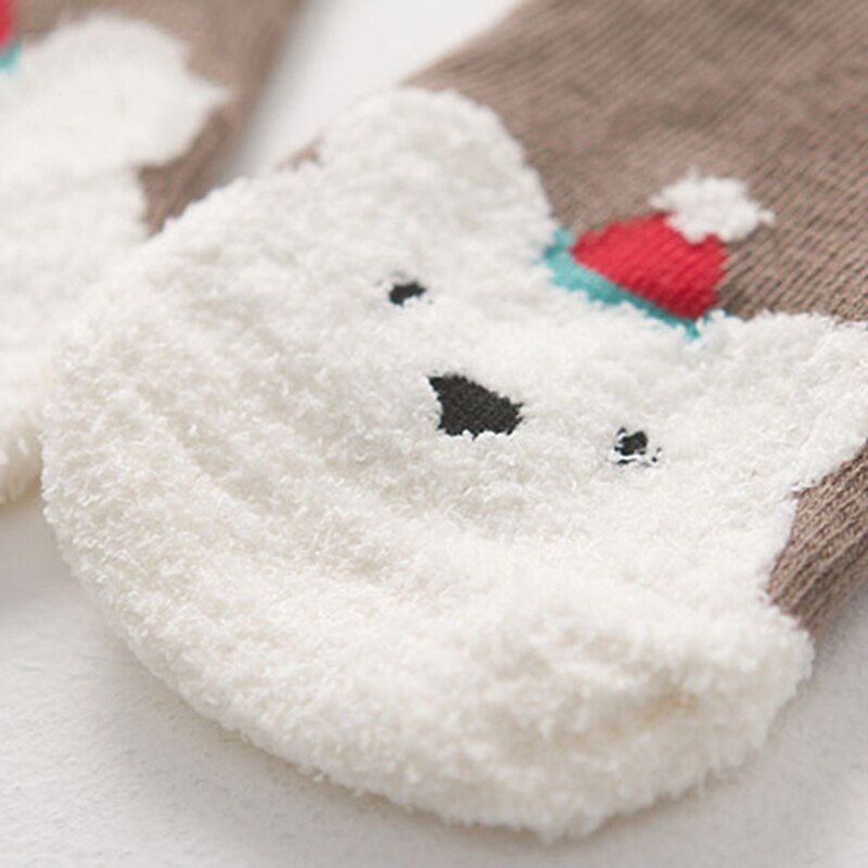 Hylidge Autumn Winter Coral Fleece Baby Socks for Newborns to 4 Years Children's Socks Christmas Santa Claus Elk Anti Slip Socks