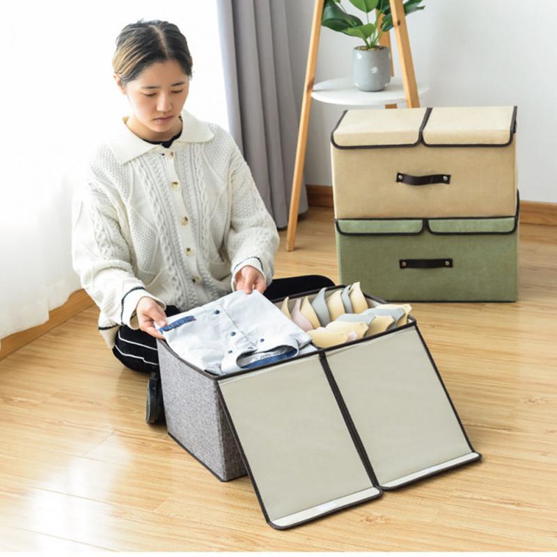 Folding Storage Cabinet Home Storage Box Fabric Cotton And Linen Toys Clothes Storage Box Portable Cover Organizer Box