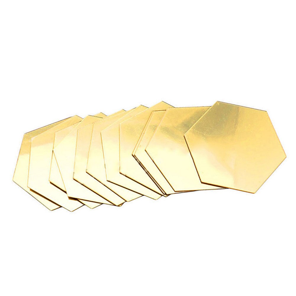 Neue Heiße 12Stck 3D Hexagon Acryl Spiegel Zauberstab Aufkleber DIY Kunst Zauberstab Dekor Aufkleber Wohnzimmer Gespiegelt Dekorative Aufkleber: Gold / XS