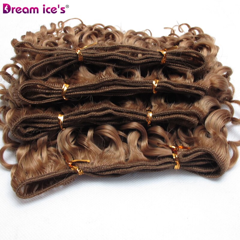 8 pulgadas Afro corto Pelo Rizado mechones color marrón negro de pelo sintético de alta temperatura de extensión 4 unid/lote sueño del hielo