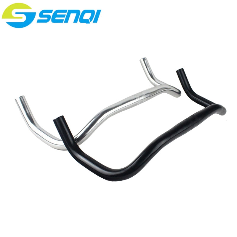 Manillar de aleación de aluminio con cuerno de piñón fijo, piezas de bicicleta de carretera, manillar curvado