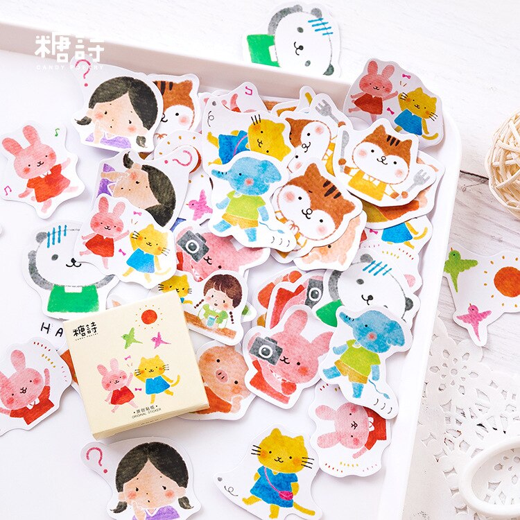 40 PCS Pattern Neon Sticker Animal Cute Decals Stickers for Children to Laptop Suitcase Guitar Fridge Bicycle Car: C