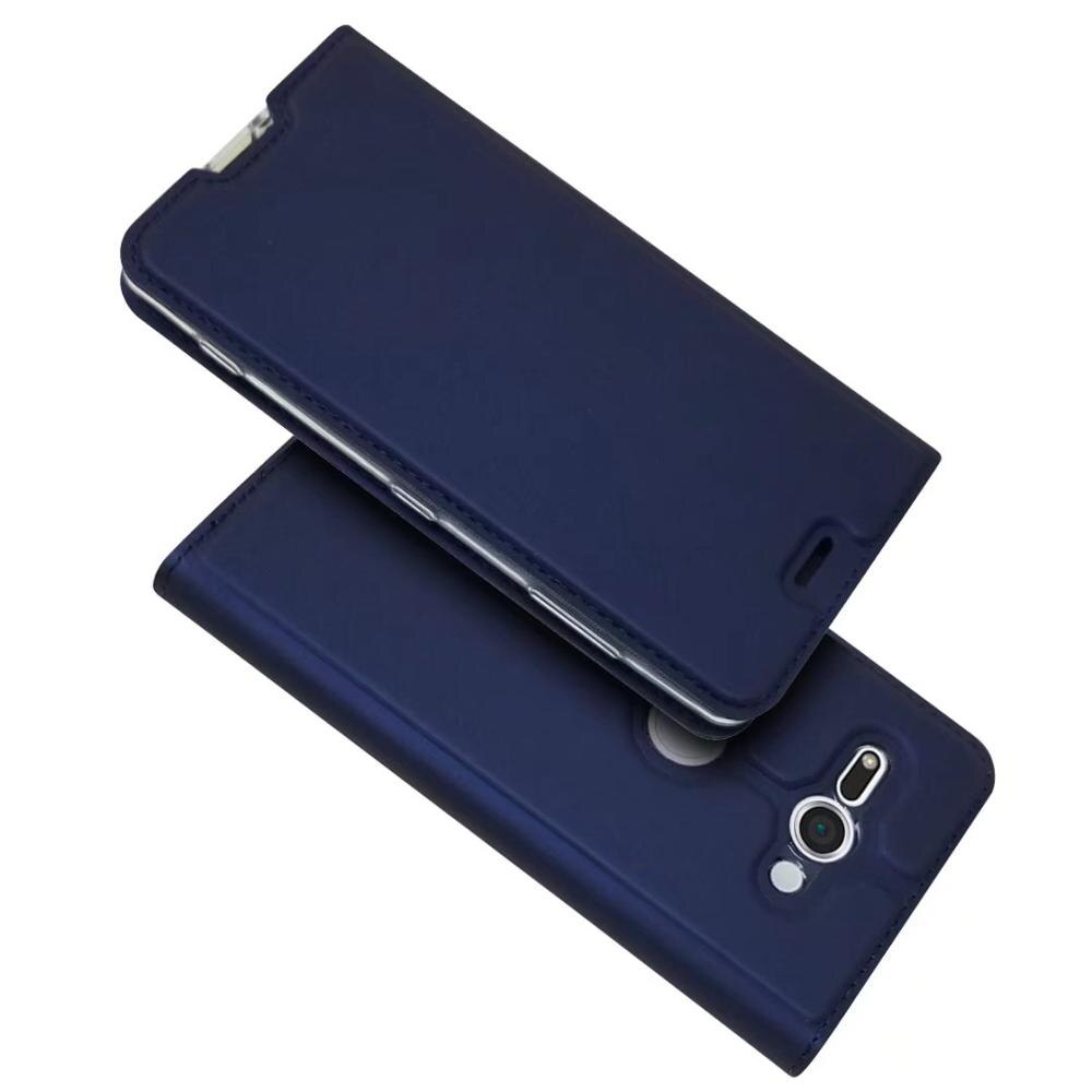 For Sony Xperia XZ2 Compact Flip Case Magnetic Card Book Kickstand Protective Wallet Leather Cover: Blue / Xperia XZ2