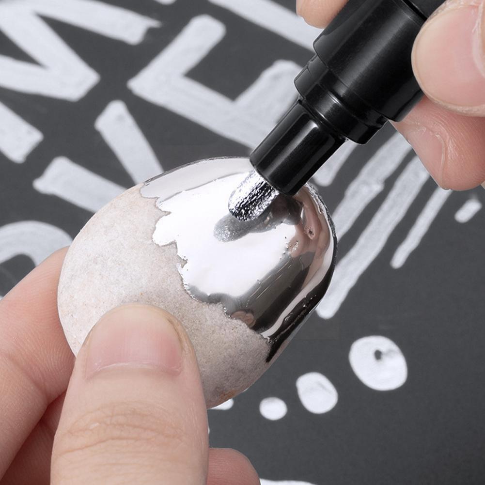 Stylo marqueur réfléchissant en métal, effet miroir, pour bricolage, artisanat, bureau, fournitures de peinture scolaires, liquide pour étudiant, Y7e0