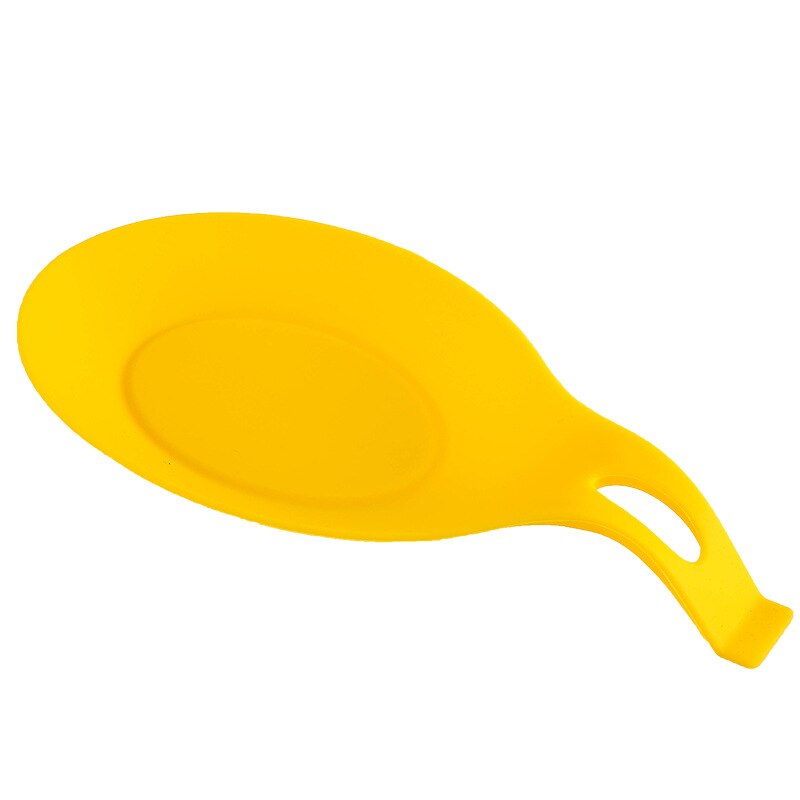Kitchen Silicone Spoon Rest, Flexible Almond-Shaped, Silicone Kitchen Utensil Rest Ladle Spoon Holder: yellow