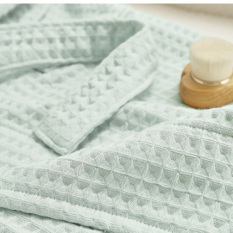 Albornoz de algodón de gofres para pareja adulta, ropa de estar por casa para Hotel, camisón cálido, mediano y largo, cuatro estaciones