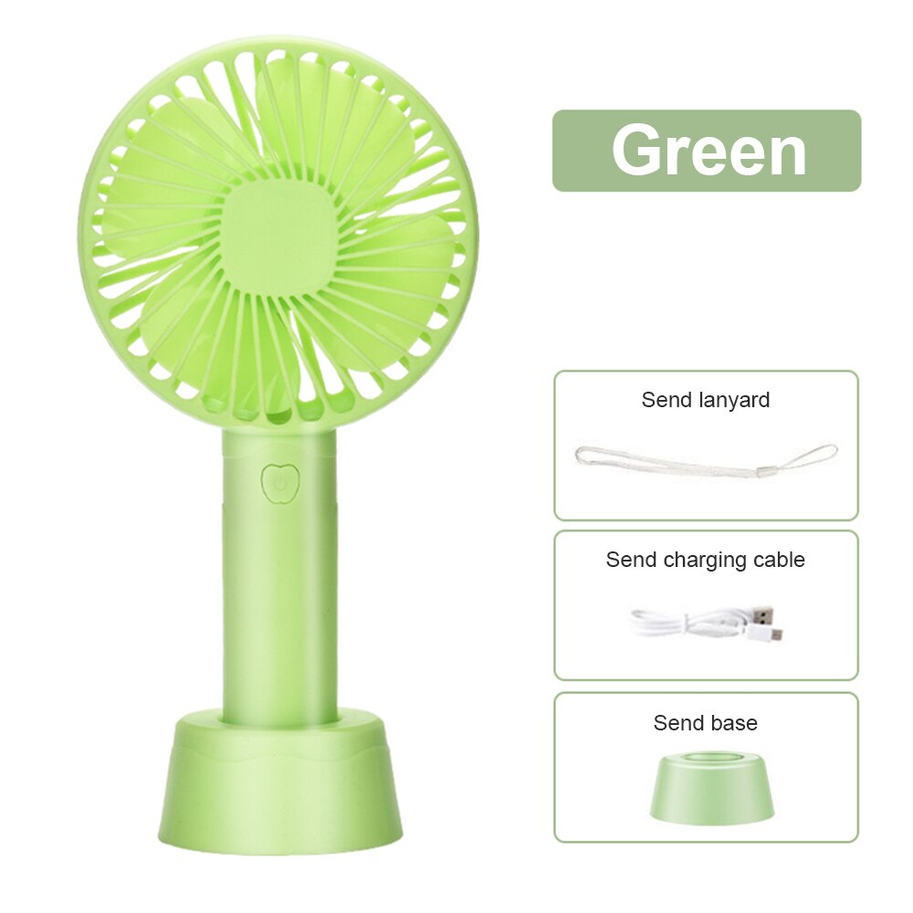 Handheld Usb Mini Fan Wind Power Ultra-quiet And Convenient Portable Handheld Rechargable Cute Small Cooling Fan Adjustable: Green
