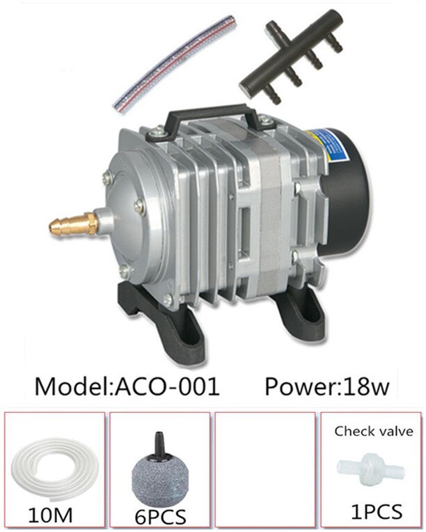 18W RESUN ACO-001 mini electromagnetic air compressor for aquarium fish tank hydroponics air aerator 4 outlet oxygen air pump: RESUN ACO001 a set / EU adapter plug
