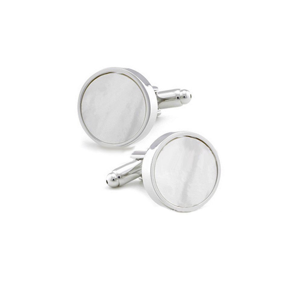 Zhouyang Shell Manchetknopen Voor Mannen Eenvoudige Ronde Witte Bruiloft Pak Shirt Manchetknopen Accessoires Mode-sieraden KBX001